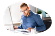 Bookkeeper reviewing business finances.